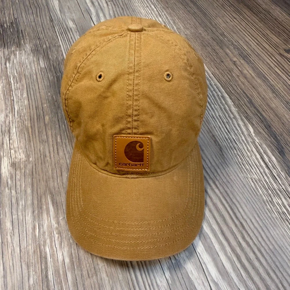 Carhartt Brown Canvas Cap Classic Logo Patch Dad Hat Adjustable Blue Collar Core